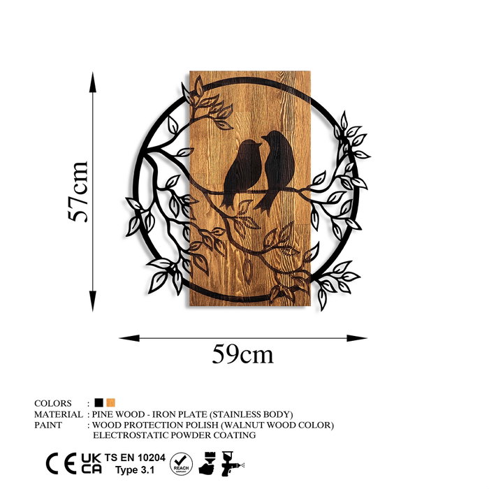 Wallity Couple Birds Escultura de Pared en Nogal y Negro Wallity Couple Birds Escultura de Pared en Nogal y Negro